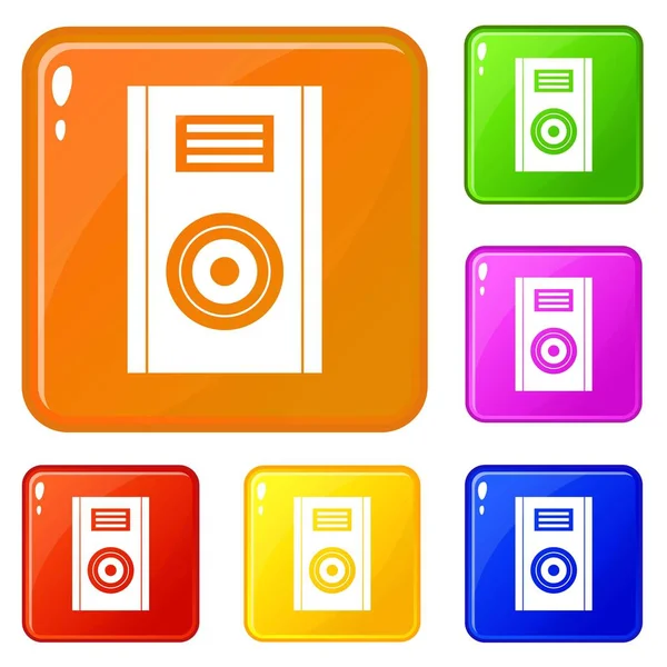 Music speaker icons set vector color — Stock Vector