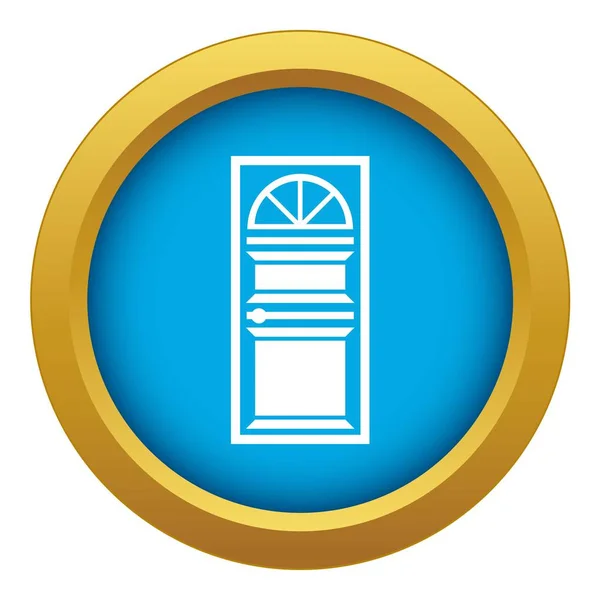 Puerta con un icono de vidrio arqueado vector azul aislado — Vector de stock