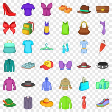 Moda şey simgeleri set, karikatür tarzı