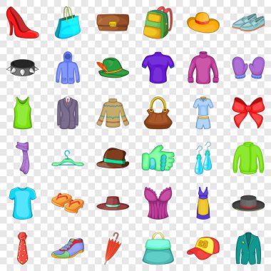 Ceket simgeleri seti, karikatür tarzı