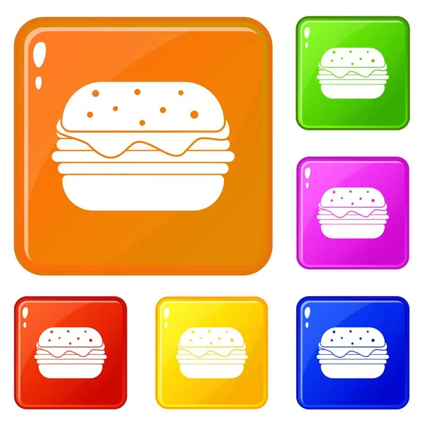 Hamburger Symbole setzen Vektorfarbe — Stockvektor
