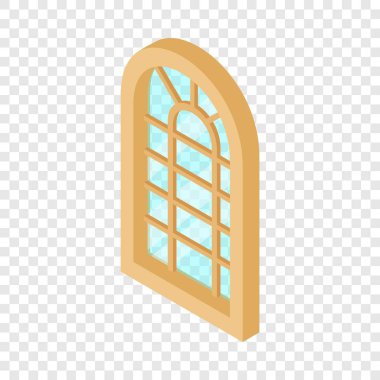 Saray pencere çerçevesi simgesi, izometrik 3d stili