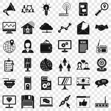 Destek Icons set, basit tarzı