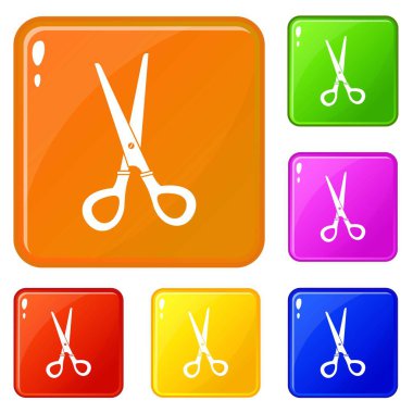 Kırtasiye makas simgeler vektör rengi ayarlamak