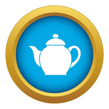 Çaydanlık mavi simge vektör izole