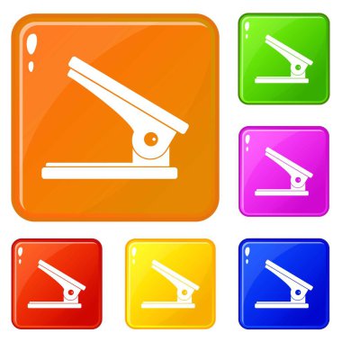 Ofis Kağıt Delik Zımba simgeler vektör renk ayarlamak