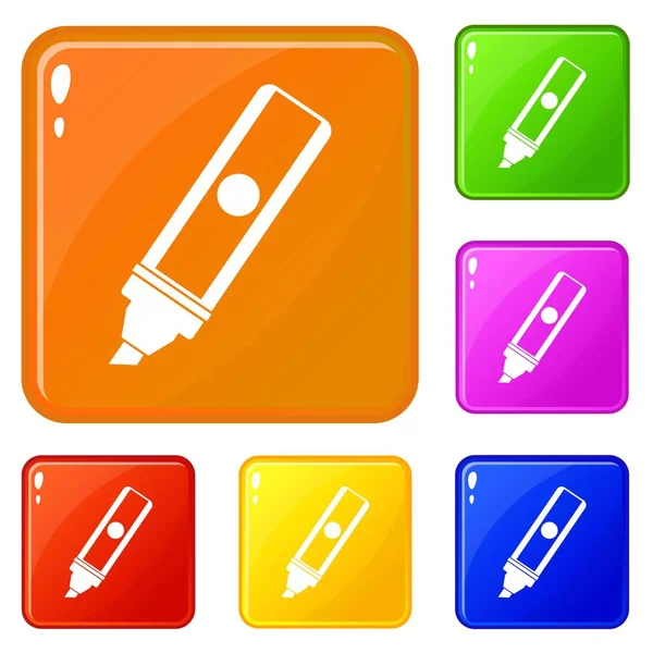 Permanent marker icons set vector color — Stock Vector