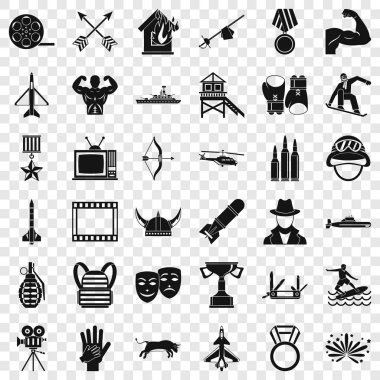 Snowboard Icons set, basit tarzı