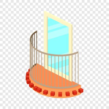 Küçük balkon simgesi, izometrik 3d stili