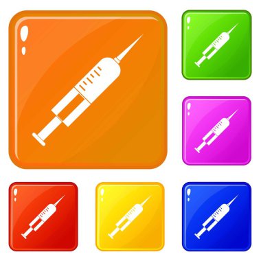 İğne simgeler kümesi vektör rengiyle şırınga