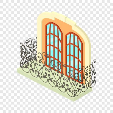 Vintage balkon simgesi, izometrik 3d stili