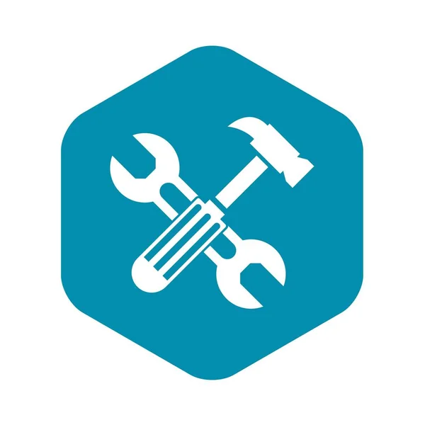 Hammer and screw wrench icon, simple style — Stock Vector