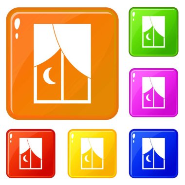 Gece pencere simgeleri vektör rengini ayarlamak