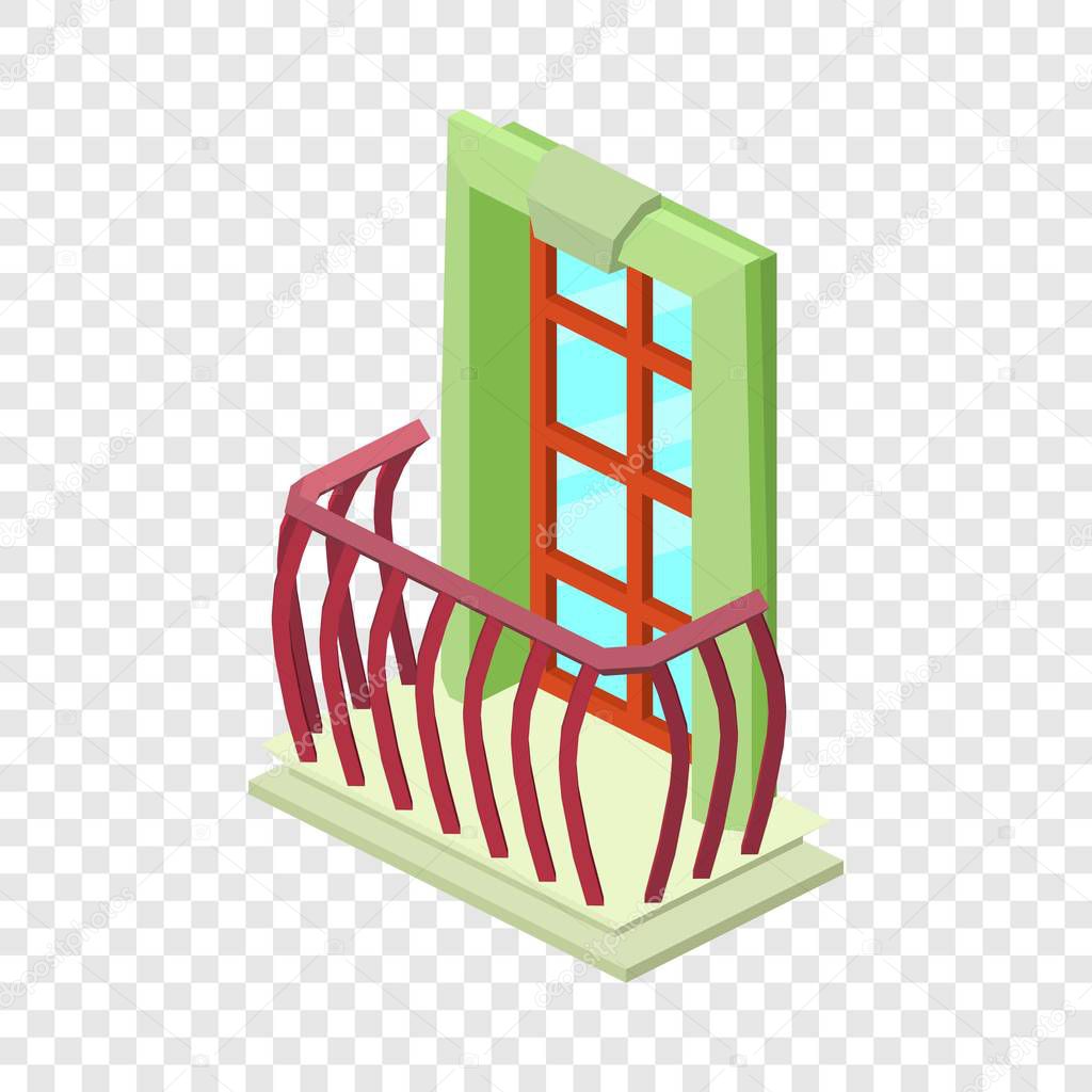 Facade balcony icon, isometric 3d style
