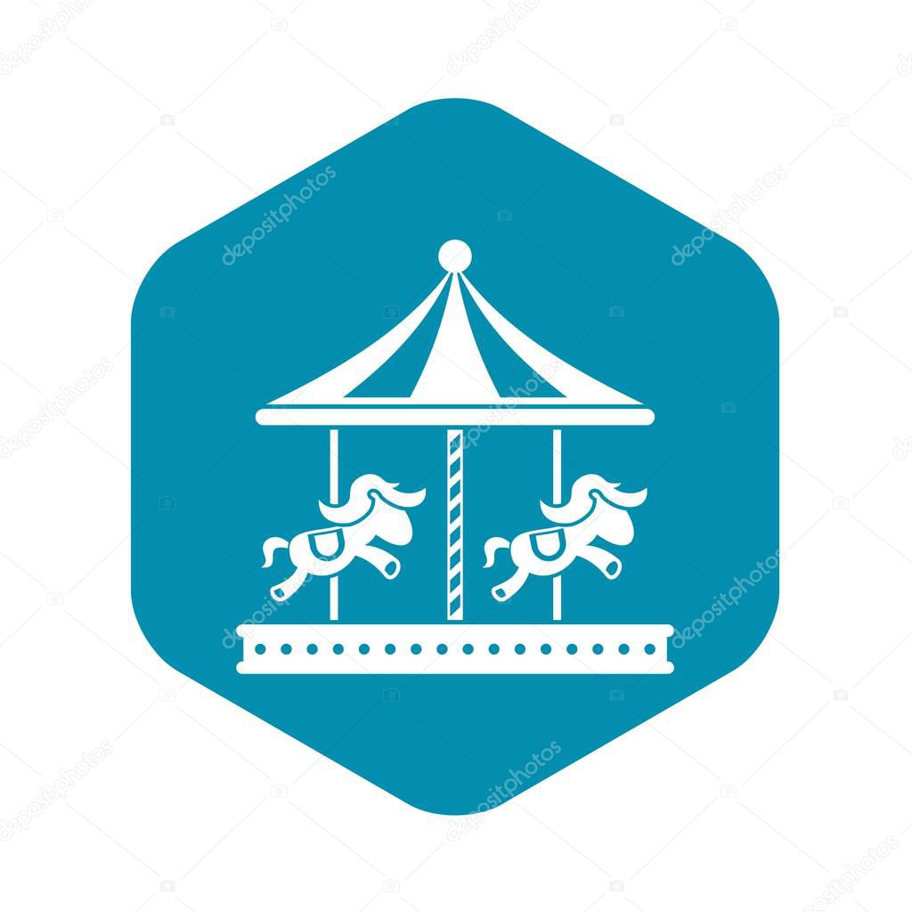 Merry go round horse ride icon, simple style