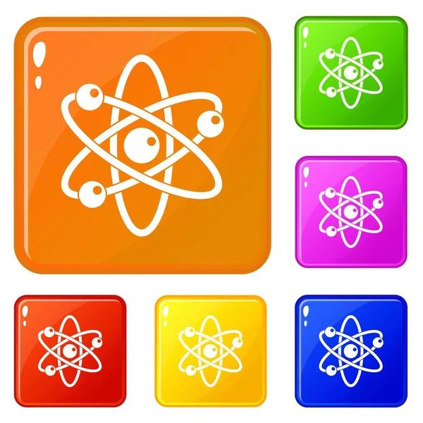 電子アイコンがベクトル色を設定した原子 — ストックベクタ