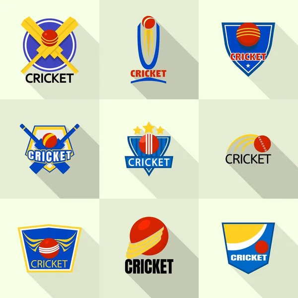 Ensemble de logo de cricket, style plat — Image vectorielle