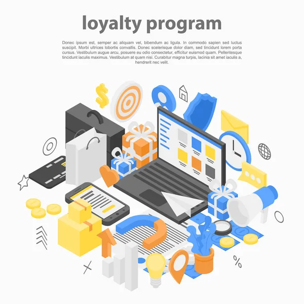 Loyalty program concept background, isometric style — Stock Vector