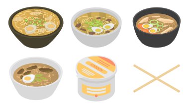 Ramen simgeleri seti, biyometrik stil