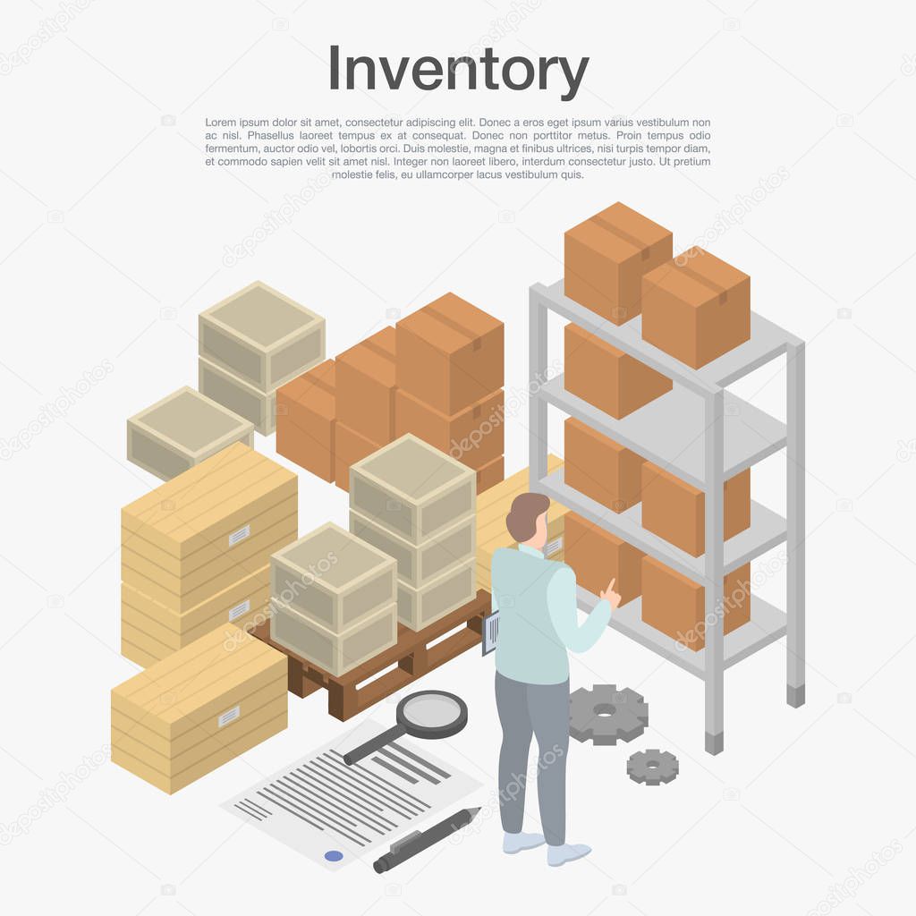 Inventory concept background, isometric style