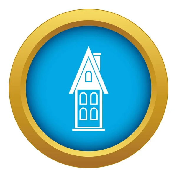 Two storey house with attic icon blue vector isolated — Stock Vector