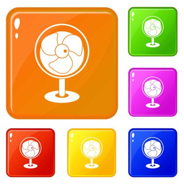 Vintage elektrikli fan simgeleri vektör renk seti