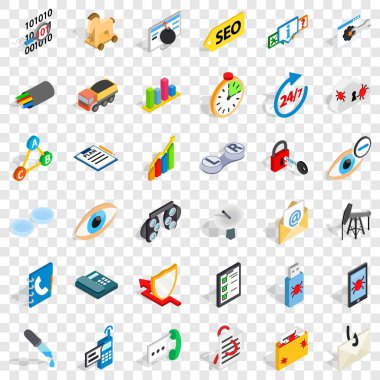 Oyuncak Icons set, izometrik stili