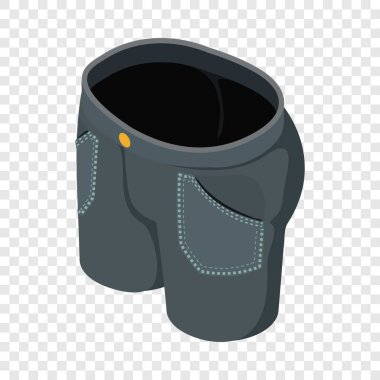 Siyah kısa kot simgesi, izometrik 3d stili