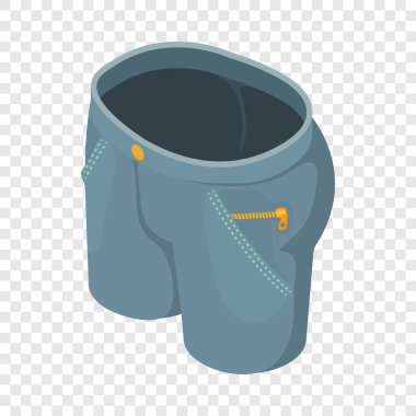 Gri kısa kot simgesi, izometrik 3d stili