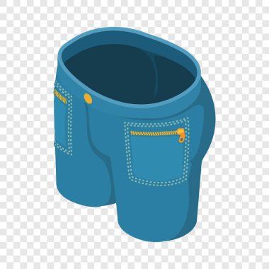 Koyu mavi kısa kot simgesi, izometrik 3d stili