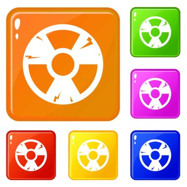 Radyasyon işareti simgeler vektör renk ayarla