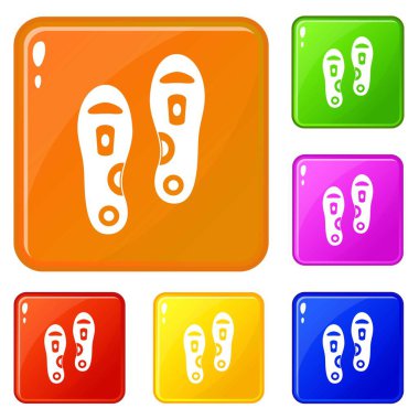 Ortopedik tabanlık simgeleri vektör rengini ayarlar