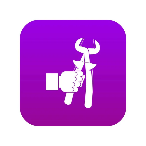 Hand holdimg remklauwen icon digitale paars — Stockvector