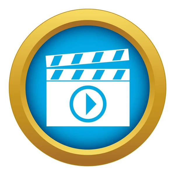 Clapperboard para el icono de rodaje de películas vector azul aislado — Archivo Imágenes Vectoriales
