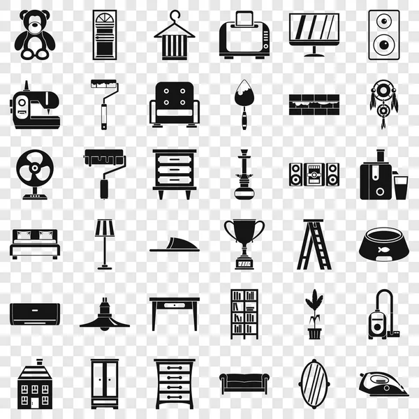 Conjunto de iconos de muebles, estilo simple — Vector de stock