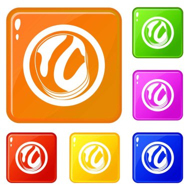 Asya et simgeleri vektör renk ayarlamak