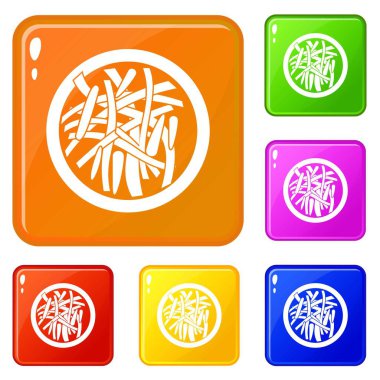 Asya salata simgeleri vektör renk ayarlamak