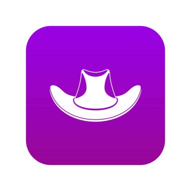 Kovboy şapka simgesi dijital mor