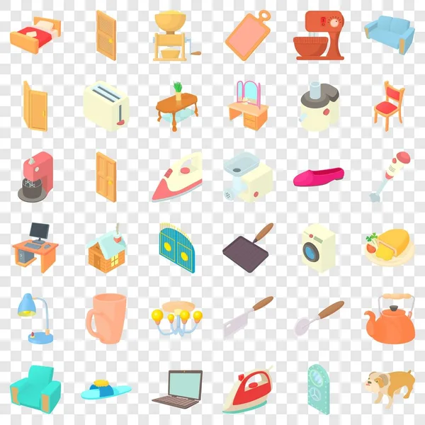 Conjunto de iconos de muebles, estilo de dibujos animados — Vector de stock