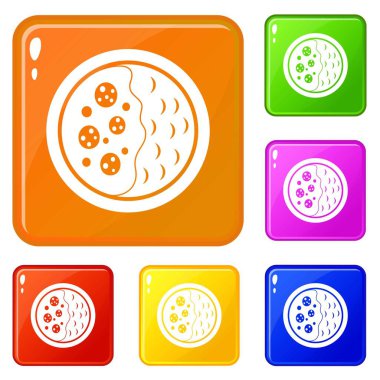 Asya çorba simgeleri vektör renk ayarlamak