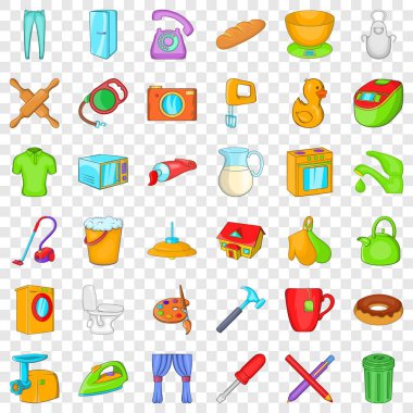 Perde Icons set, karikatür tarzı