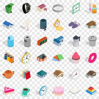 Ev Icons set, izometrik stili