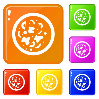 Asya sıcak yemek simgeleri vektör renk ayarlamak