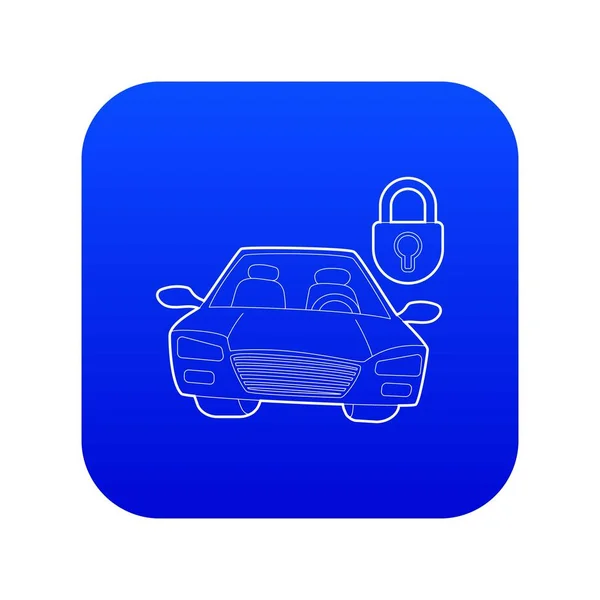 Coche y candado icono azul vector — Vector de stock