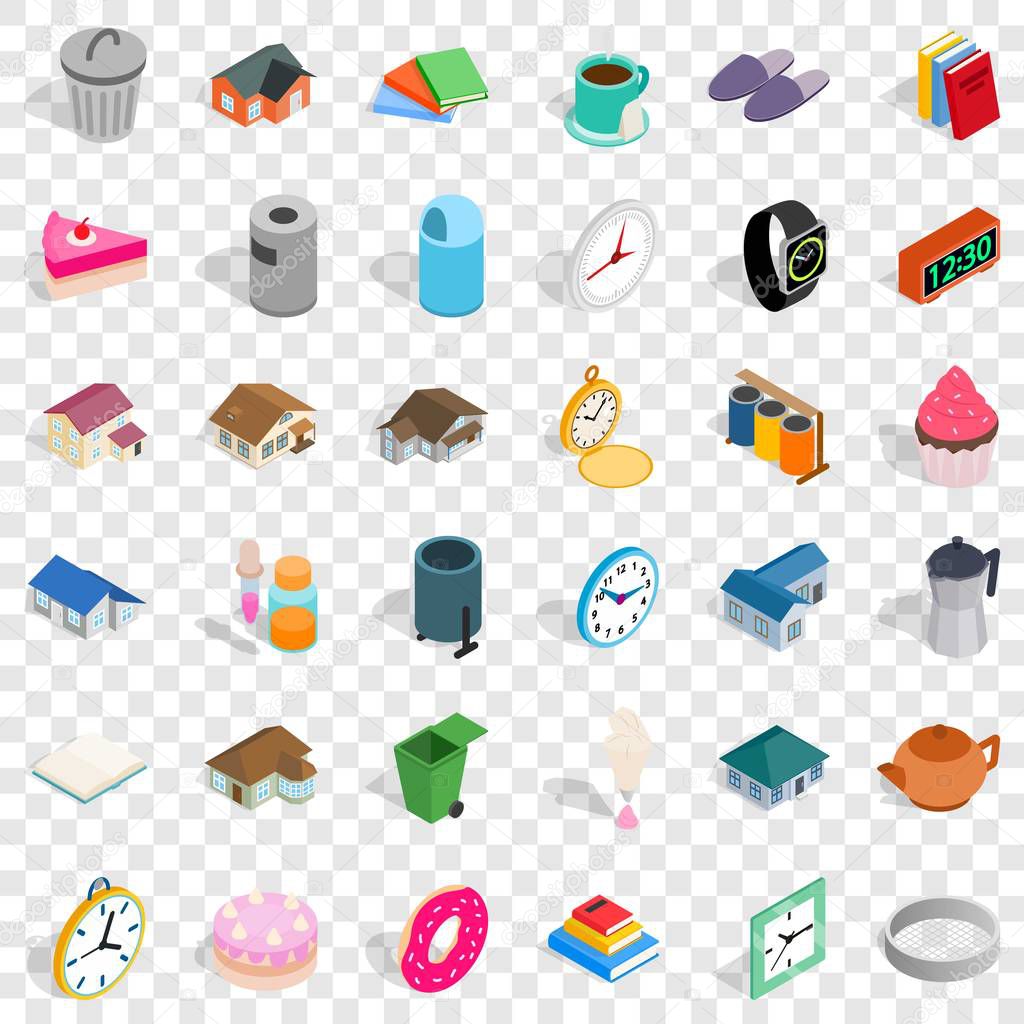 Book icons set. Isometric style of 36 book vector icons for web for any design