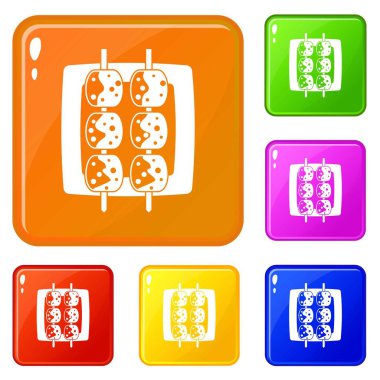 Et shashlik simgeleri vektör renk seti