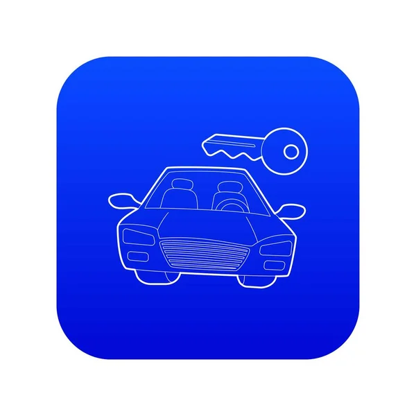 Car and key icon blue vector — Stock Vector