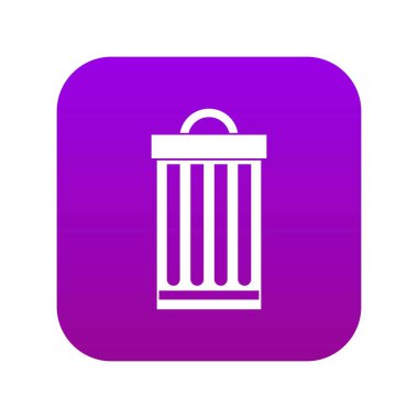 Çöp kutusu dijital mor simgesi