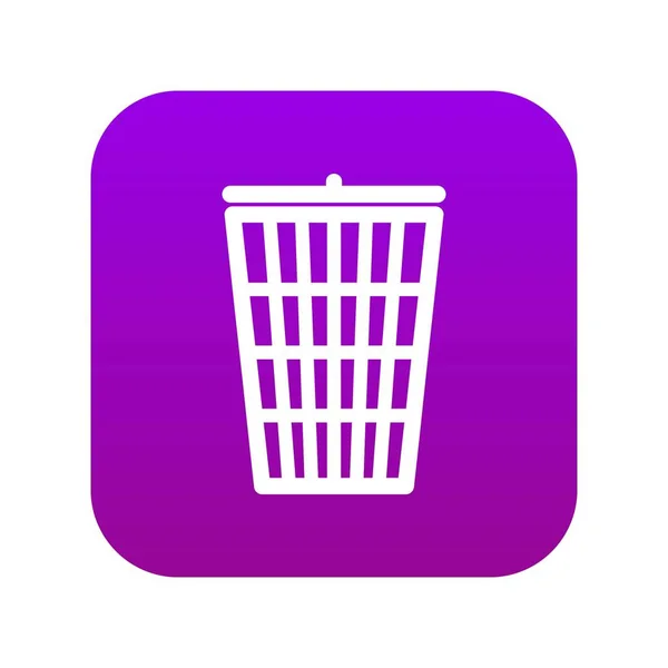 Poubelle icône numérique violet — Image vectorielle