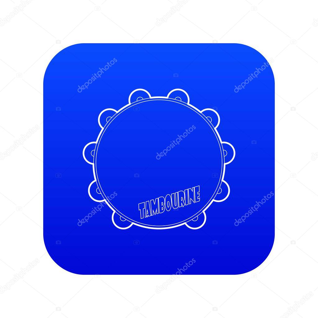 Tambourine icon blue vector isolated on white background
